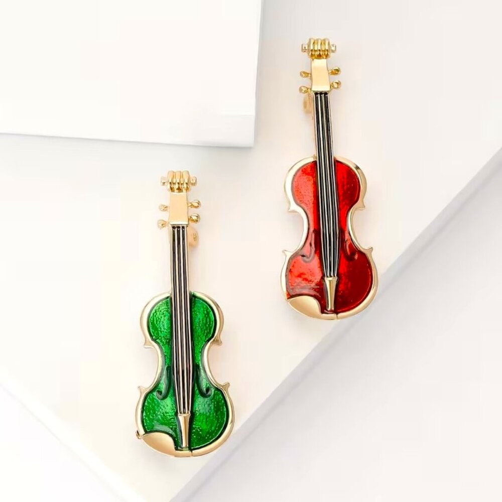 Brooch Violin Chello Enamel Pin Elegant Music Band Instrument Trendy Stylish Fun